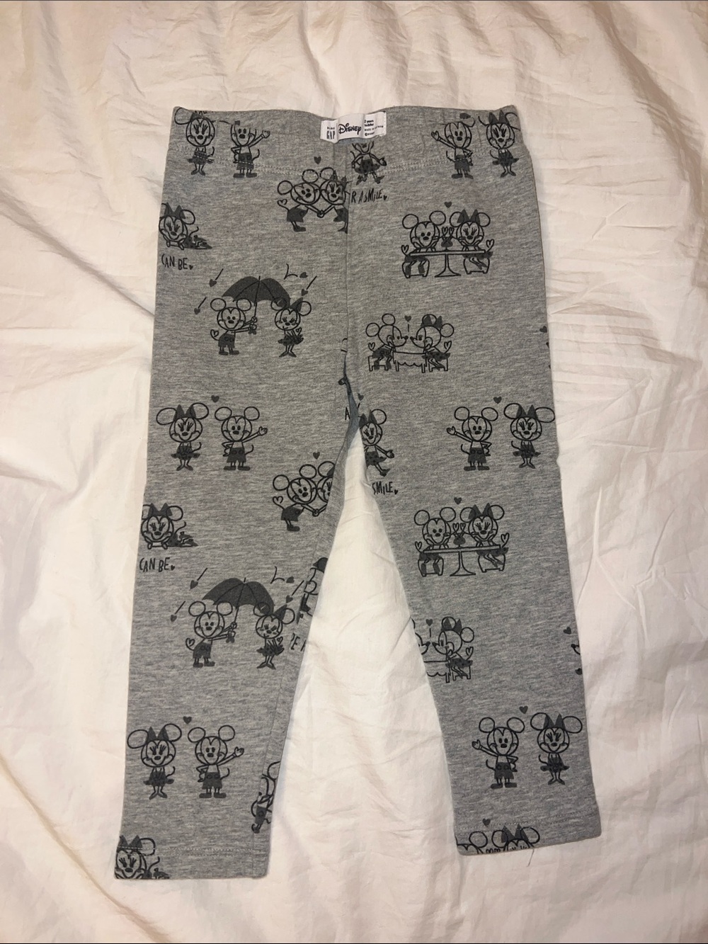 GAP Grey Leggings with Black Disney Character Print